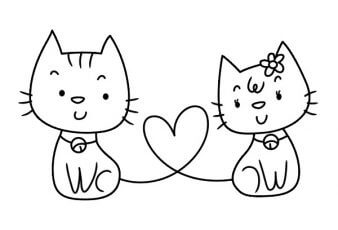 dibujos de gatos enamorados