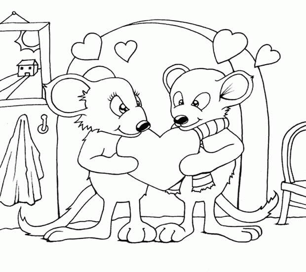 dibujos de ratones enamorados