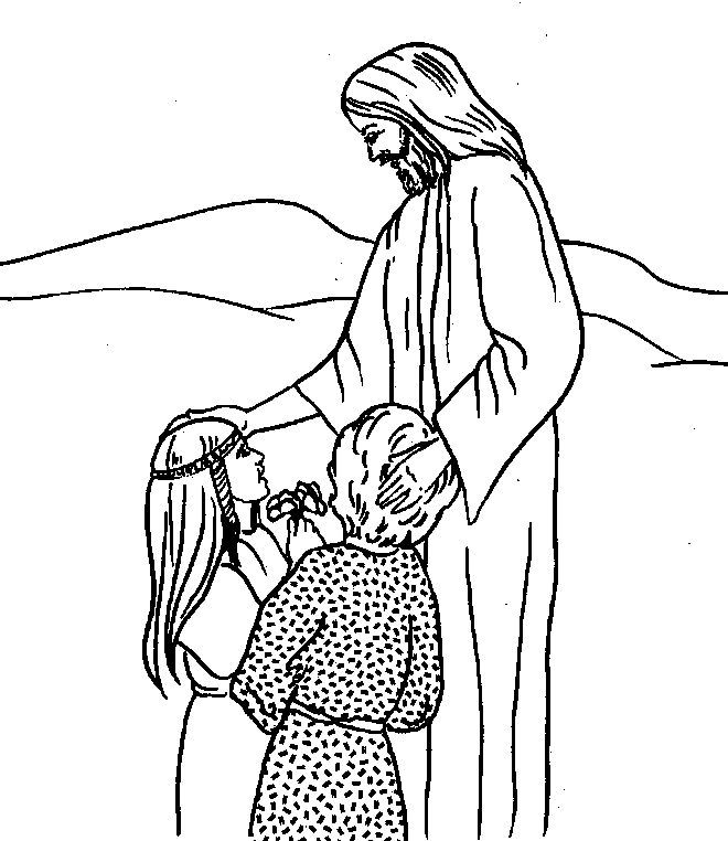 Imágenes de Jesus con Niños para Pintar y Colorear