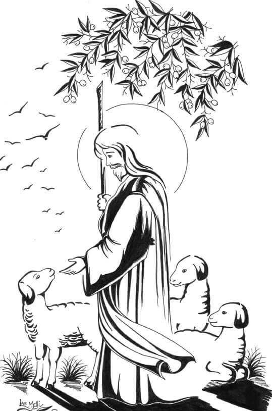 Dibujos cristianos de jesus el buen pastor para pintar