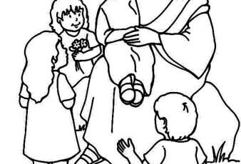 Dibujos de jesús junto con niños para pintar